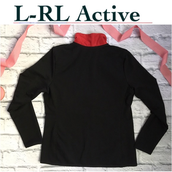 L-RL Ralph Lauren Active Red Quilted Black Stretch - Picture 7 of 8